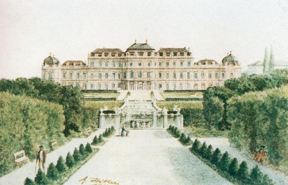 💠 Schloss Belvedere painting by ▪️Adolf Hitler▪️. 🔹The Belvedere is a historic building complex in Vienna, Austria, consisting of two Baroque palaces (the Upper and Lower Belvedere), the Orangery, and the Palace Stables. The buildings are set in a Baroque park landscape in the third district of the city, on the south-eastern edge of its centre. It currently houses the Belvedere museum known in German as the Österreichische Galerie Belvedere (in English, referred to both as the Belvedere Museum and Austrian Gallery). The grounds are set on a gentle gradient and include decorative tiered fountains and cascades, Baroque sculptures, and majestic wrought iron gates. The Baroque palace complex was built as a summer residence for Prince Eugene of Savoy. 🍁 Hitler's murder paradox : One can travel back in time and murder Adolf Hitler before he can instigate World War II and the Holocaust; but if he had never instigated that, then the murder removes any reason for the travel. Welliington:- A high spirited people.... by no means amenable to discipline.