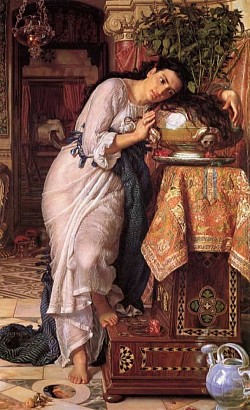 BASAL PLACENTAtion 🔹WAlTER 2NALdSon 💠◾Isabella and the Pot of Basil◾ is a painting completed in 1868 by the English artist William Holman Hunt depicting a scene from John Keats's poem Isabella, or the Pot of Basil. It depicts the heroine Isabella caressing the basil pot in which she had buried the severed head of her murdered lover Lorenzo.