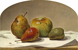 Three Pears and an Apple, 1857 - National Gallery of Art. David Johnson (May 10, 1827 – January 30, 1908) was an American painter, a member of the second generation of Hudson River School painters.